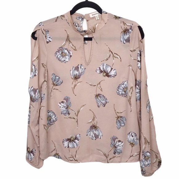 Monteau Los Angeles Floral Cold Shoulder Blouse - Picture 1 of 11